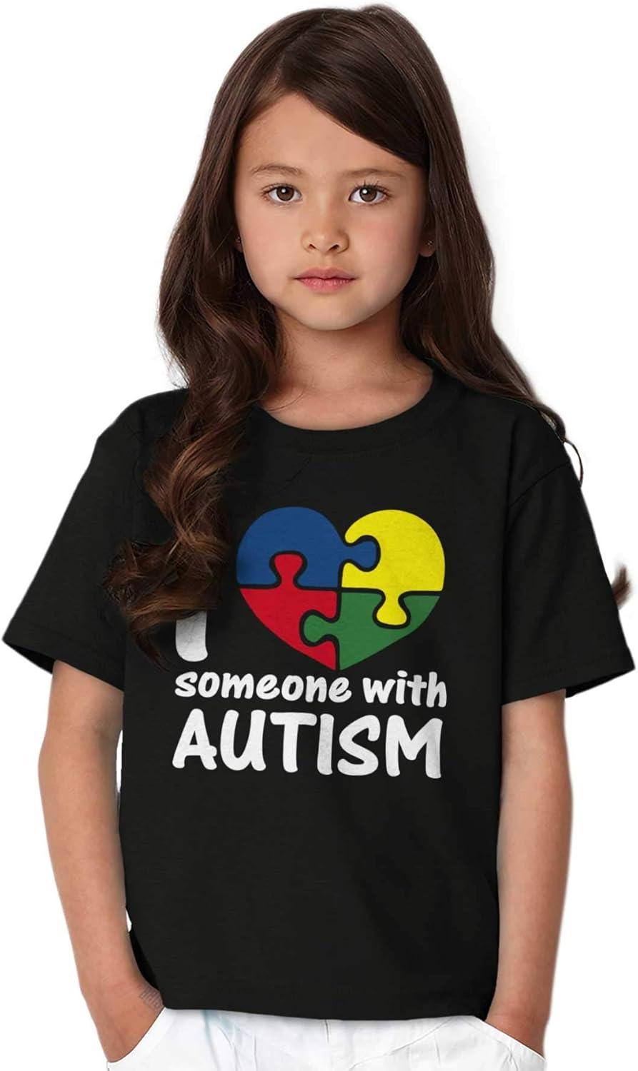 imageI Love Someone with Autism Puzzle Crewneck T Shirts Boy GirlBlack