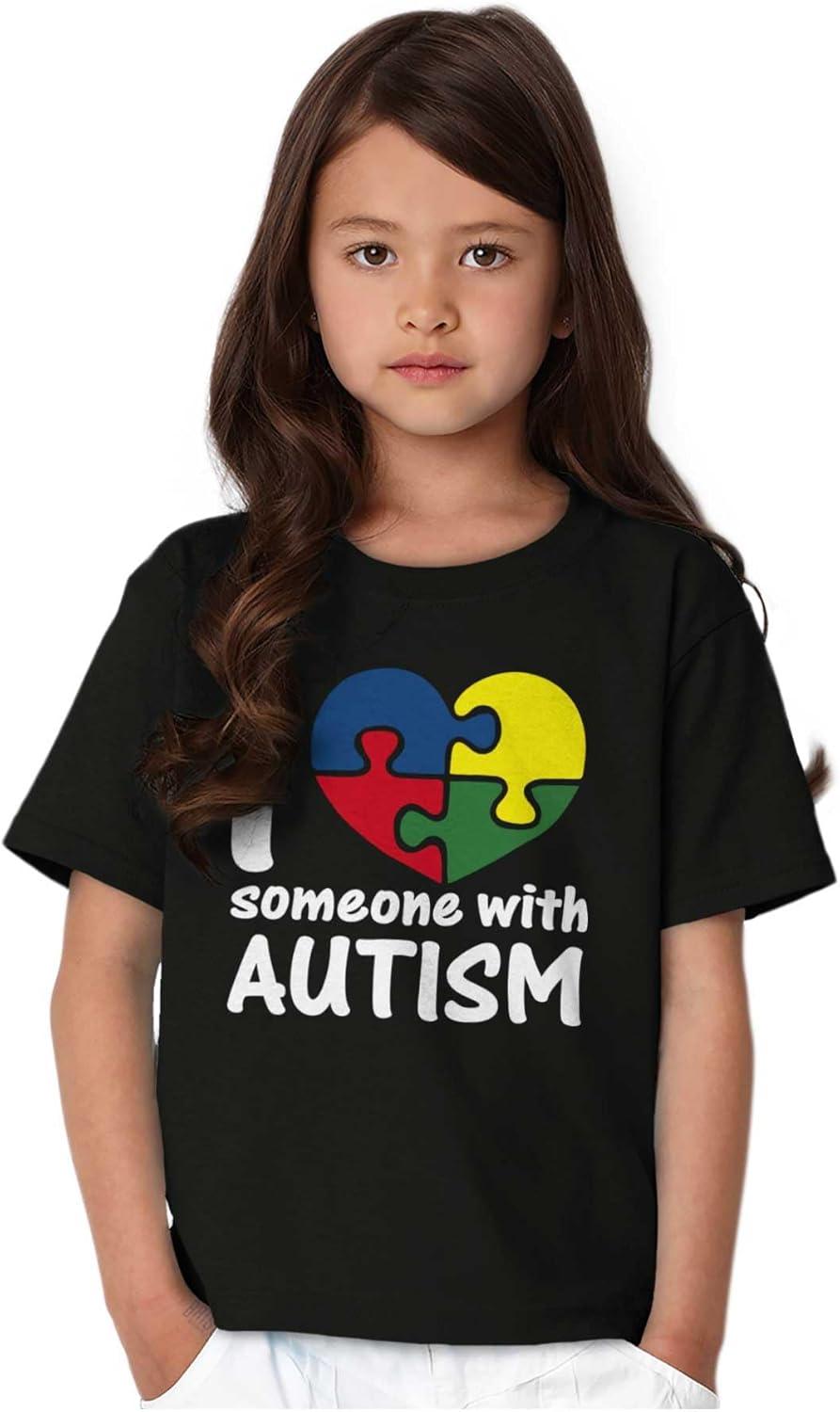 imageI Love Someone with Autism Puzzle Crewneck T Shirts Boy GirlBlack