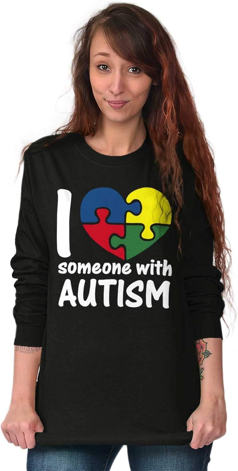 imageI Love Someone with Autism Puzzle Long Sleeve Tshirt Men WomenBlack