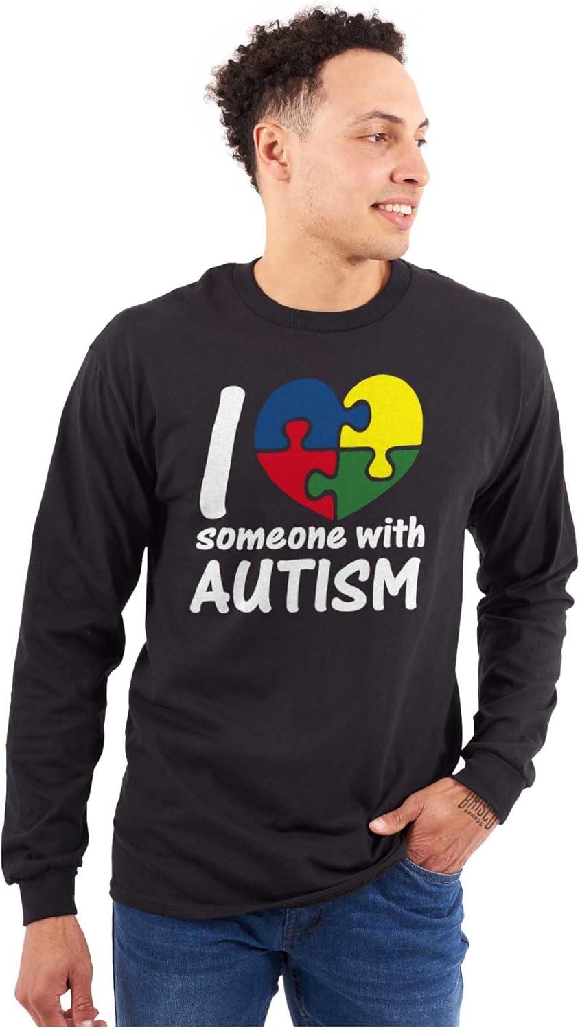 imageI Love Someone with Autism Puzzle Long Sleeve Tshirt Men WomenBlack