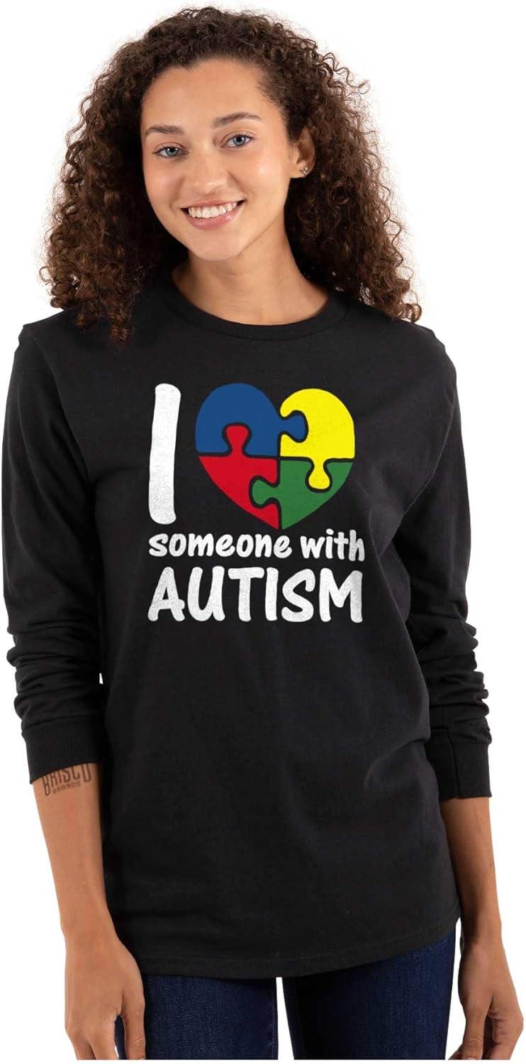 imageI Love Someone with Autism Puzzle Long Sleeve Tshirt Men WomenBlack