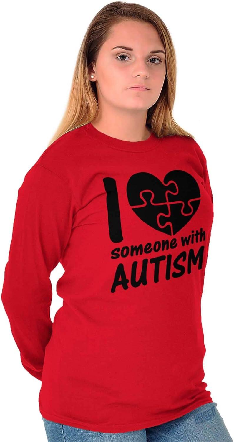 imageI Love Someone with Autism Puzzle Long Sleeve Tshirt Men WomenRed