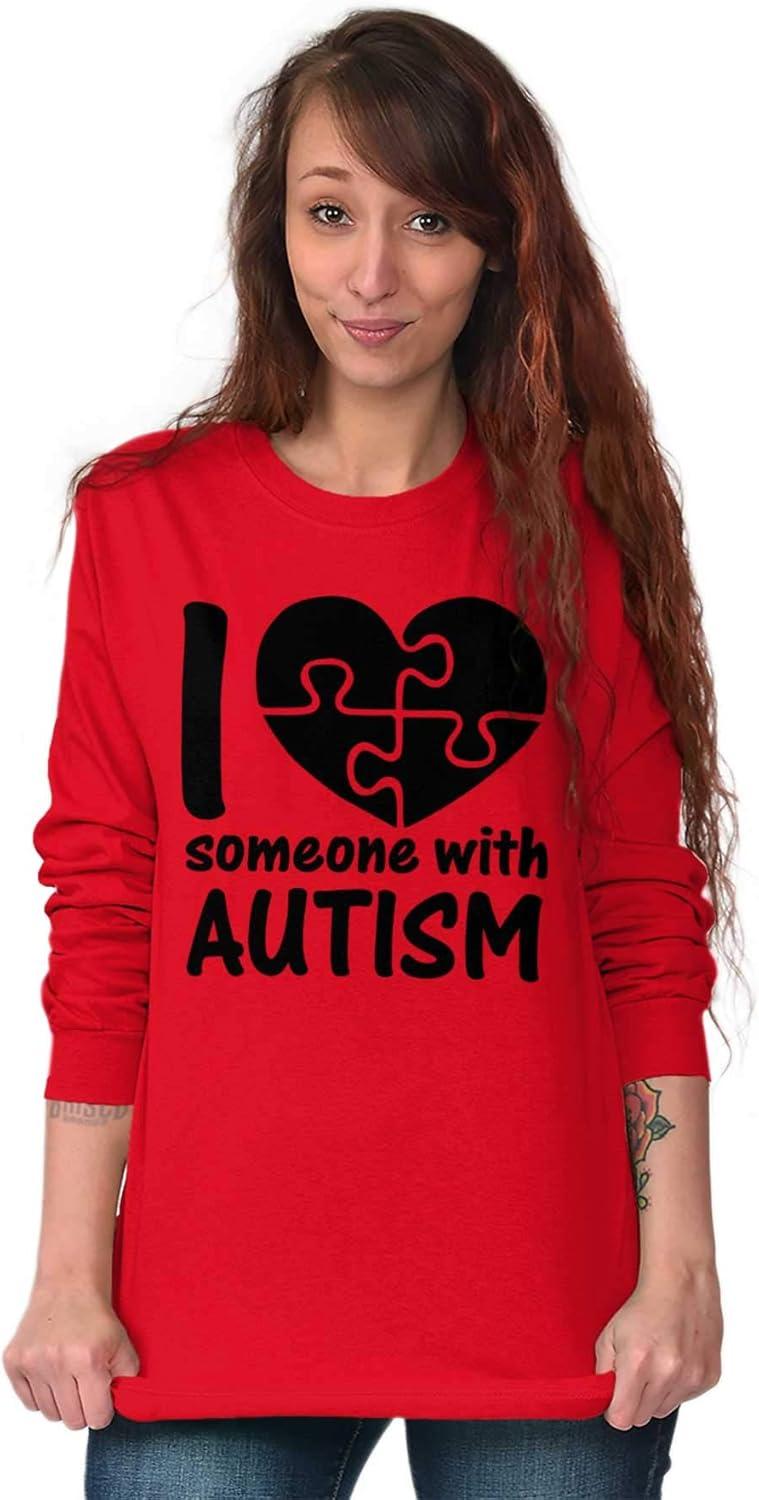 imageI Love Someone with Autism Puzzle Long Sleeve Tshirt Men WomenRed