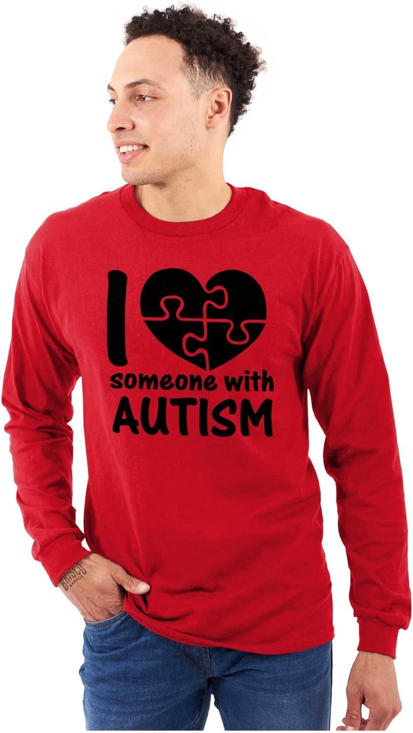 imageI Love Someone with Autism Puzzle Long Sleeve Tshirt Men WomenRed