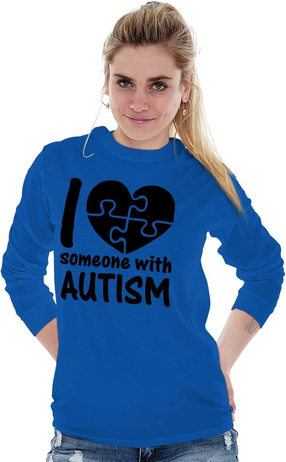 imageI Love Someone with Autism Puzzle Long Sleeve Tshirt Men WomenRoyal