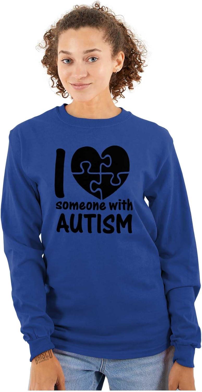 imageI Love Someone with Autism Puzzle Long Sleeve Tshirt Men WomenRoyal