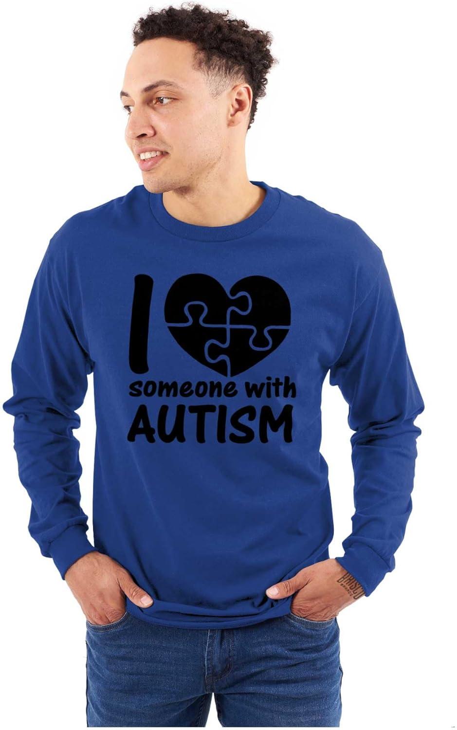 imageI Love Someone with Autism Puzzle Long Sleeve Tshirt Men WomenRoyal