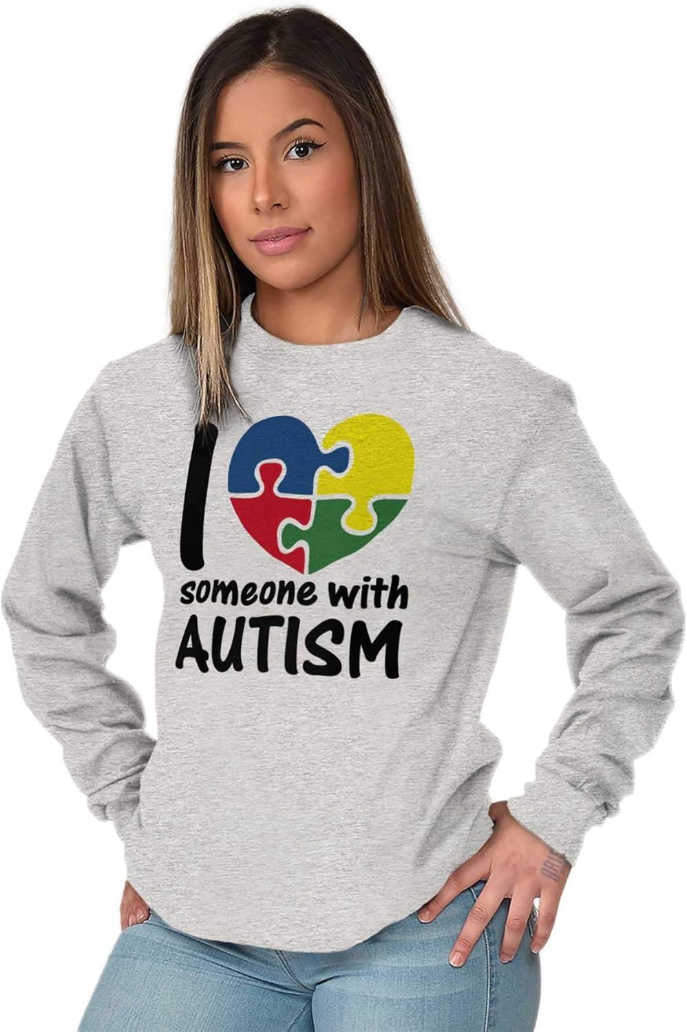 imageI Love Someone with Autism Puzzle Long Sleeve Tshirt Men WomenSport Grey