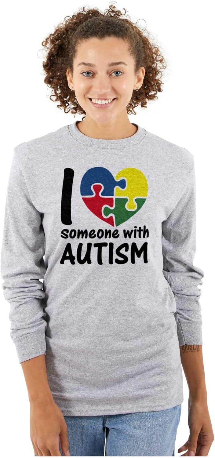 imageI Love Someone with Autism Puzzle Long Sleeve Tshirt Men WomenSport Grey