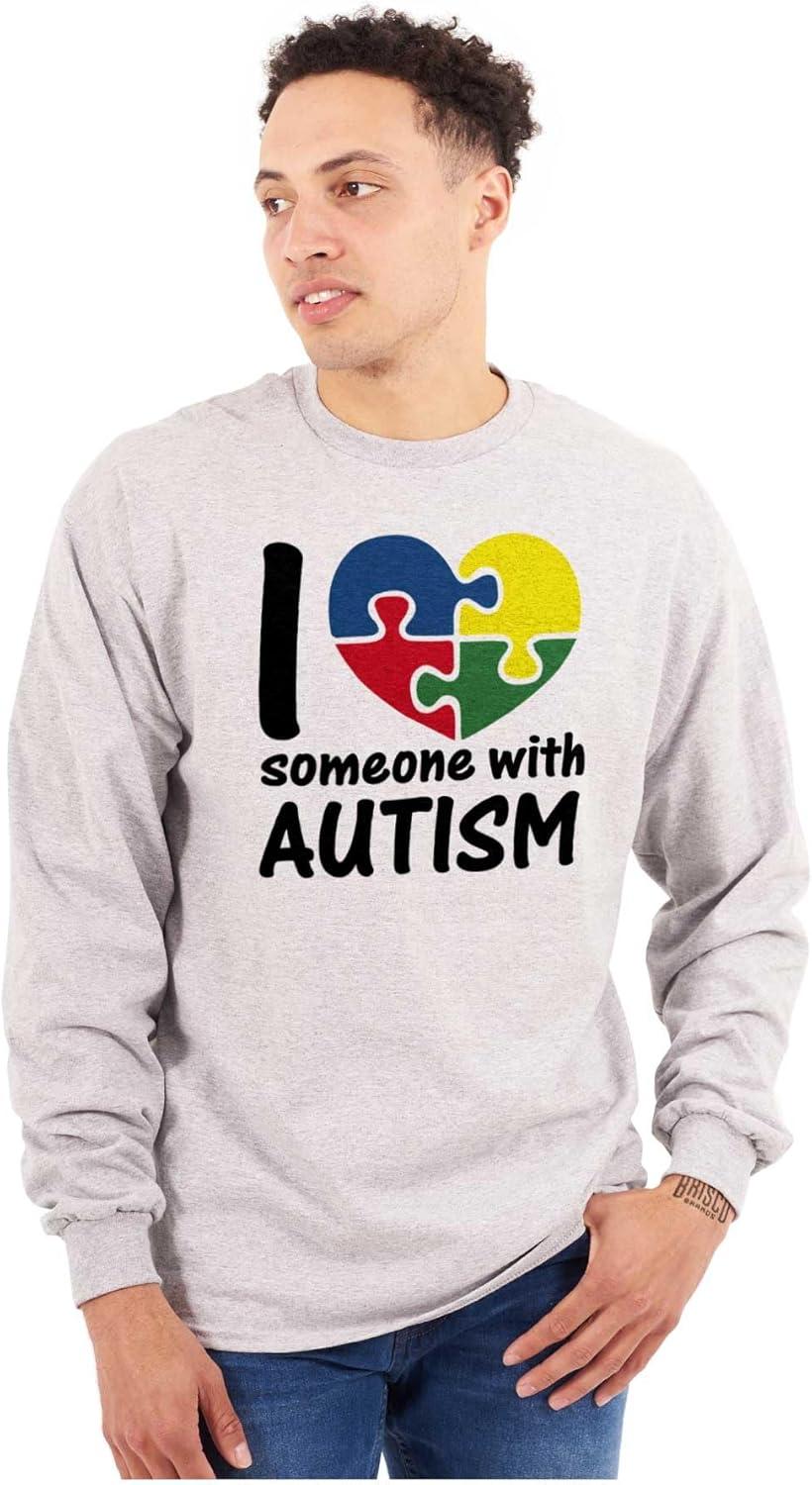 imageI Love Someone with Autism Puzzle Long Sleeve Tshirt Men WomenSport Grey