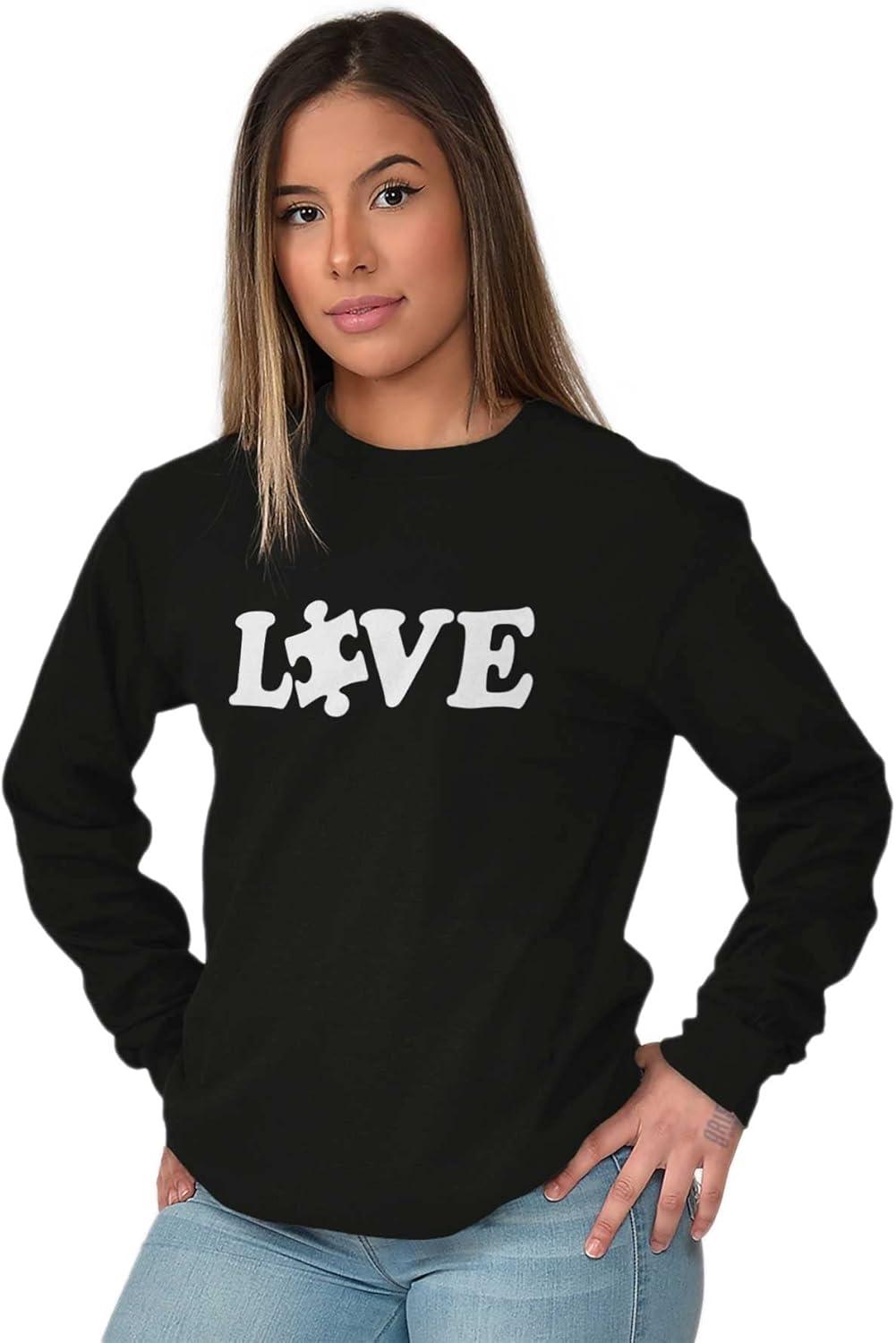 imageLove Autism Awareness Puzzle Piece Long Sleeve Tshirt Men WomenBlack