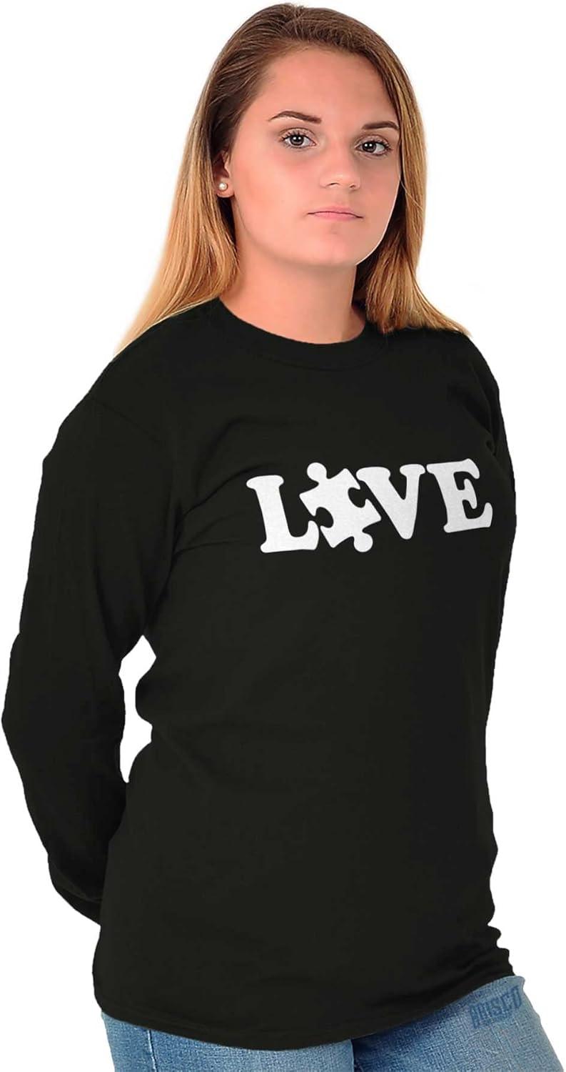 imageLove Autism Awareness Puzzle Piece Long Sleeve Tshirt Men WomenBlack