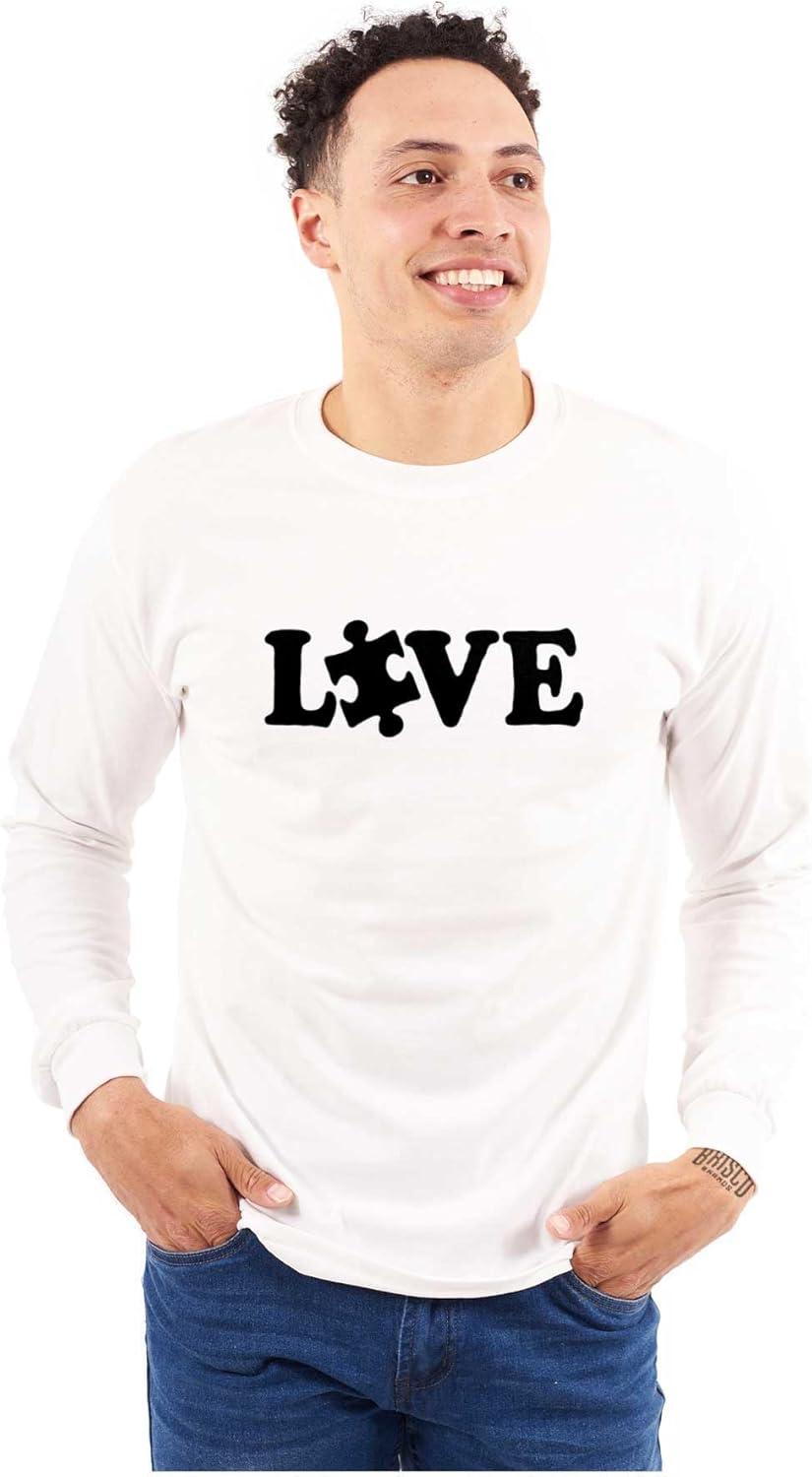 imageLove Autism Awareness Puzzle Piece Long Sleeve Tshirt Men WomenWhite
