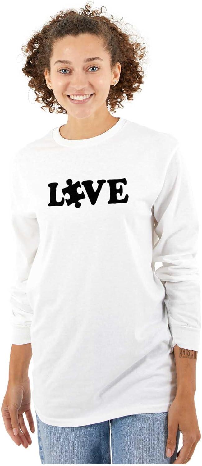 imageLove Autism Awareness Puzzle Piece Long Sleeve Tshirt Men WomenWhite