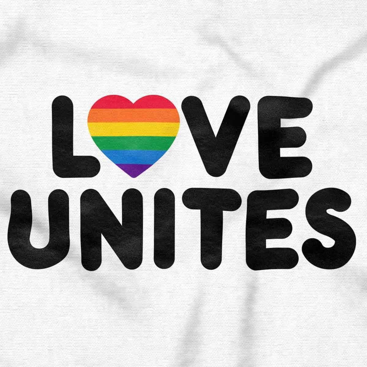 imageLove Unites Gay Pride Rainbow Heart Womens Slim Fit Graphic TeeWhite