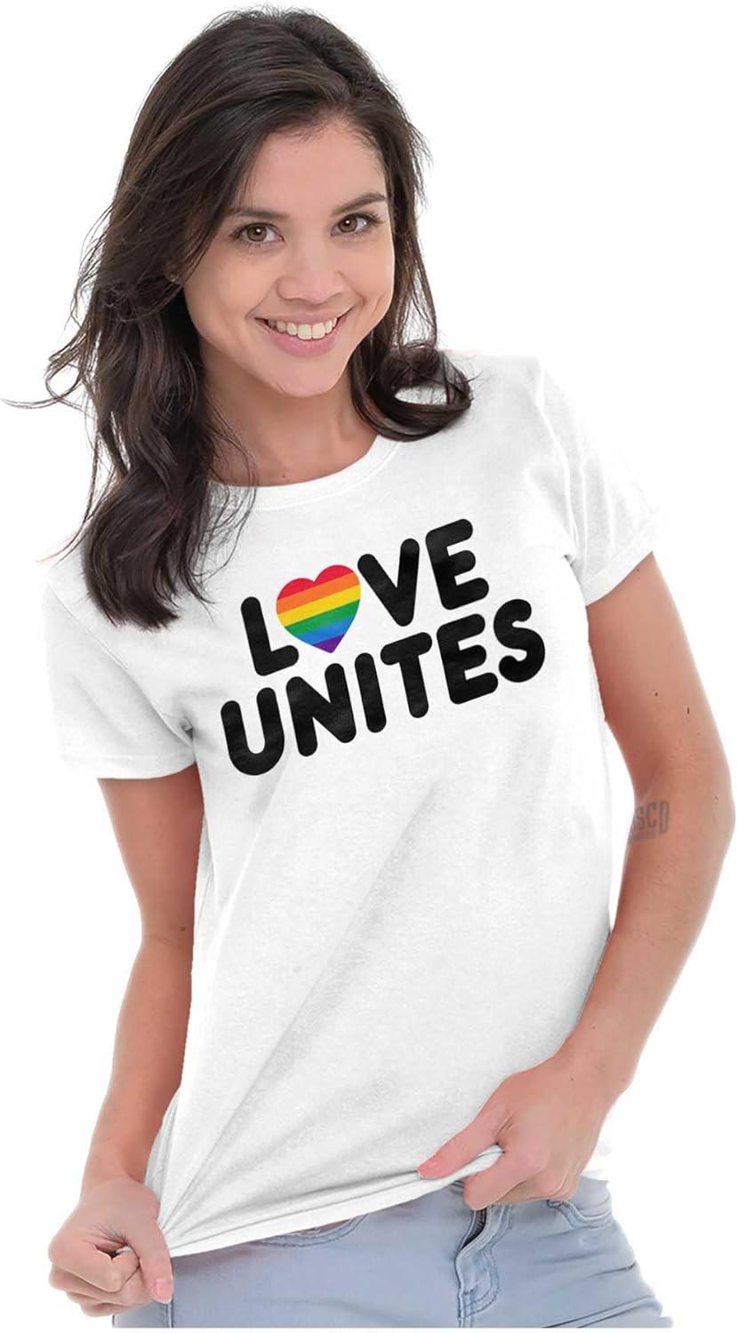 imageLove Unites Gay Pride Rainbow Heart Womens Slim Fit Graphic TeeWhite