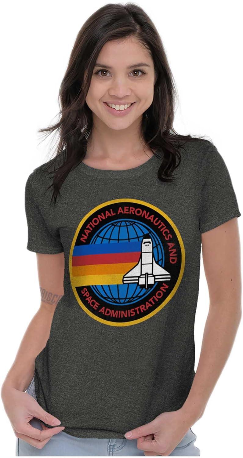 imageRetro NASA Space Shuttle Rainbow Womens Slim Fit Graphic TeeDark Heather