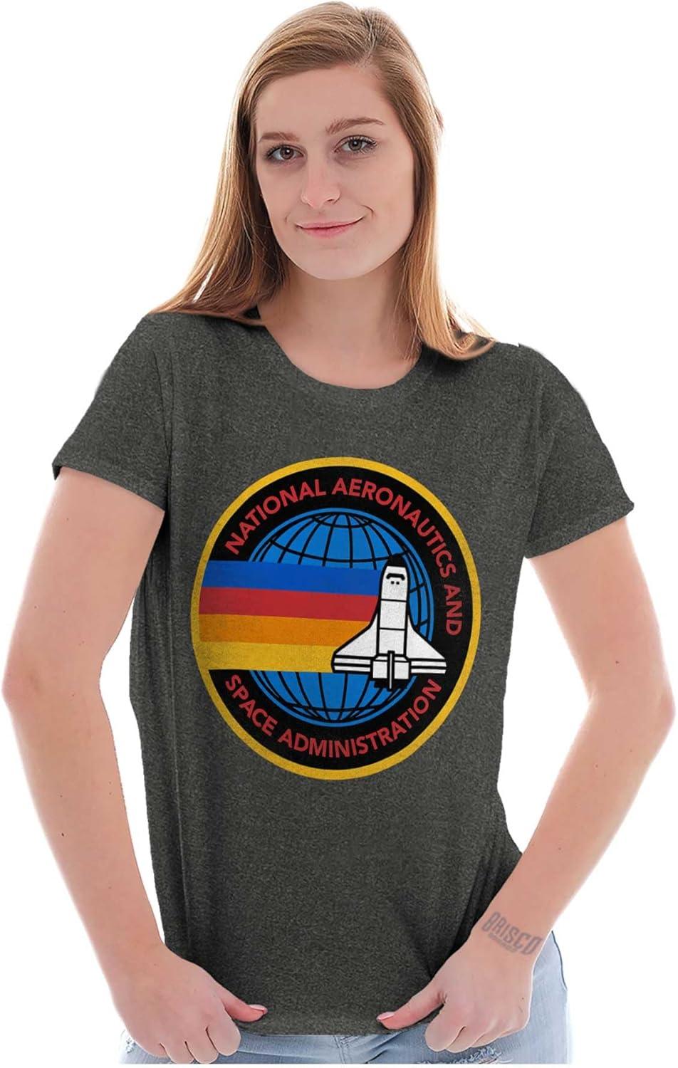 imageRetro NASA Space Shuttle Rainbow Womens Slim Fit Graphic TeeDark Heather