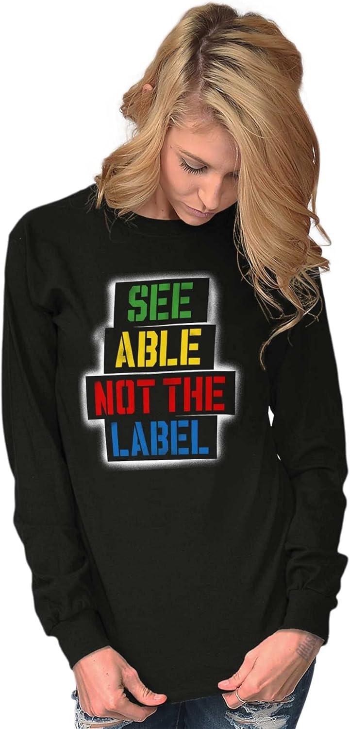 imageSee Able Not Label Autism Awareness Long Sleeve Tshirt Men WomenBlack