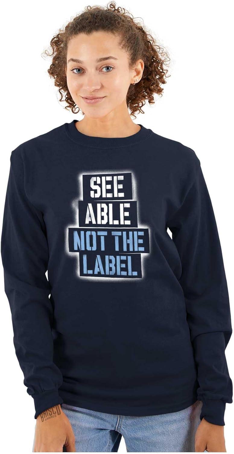 imageSee Able Not Label Autism Awareness Long Sleeve Tshirt Men WomenNavy