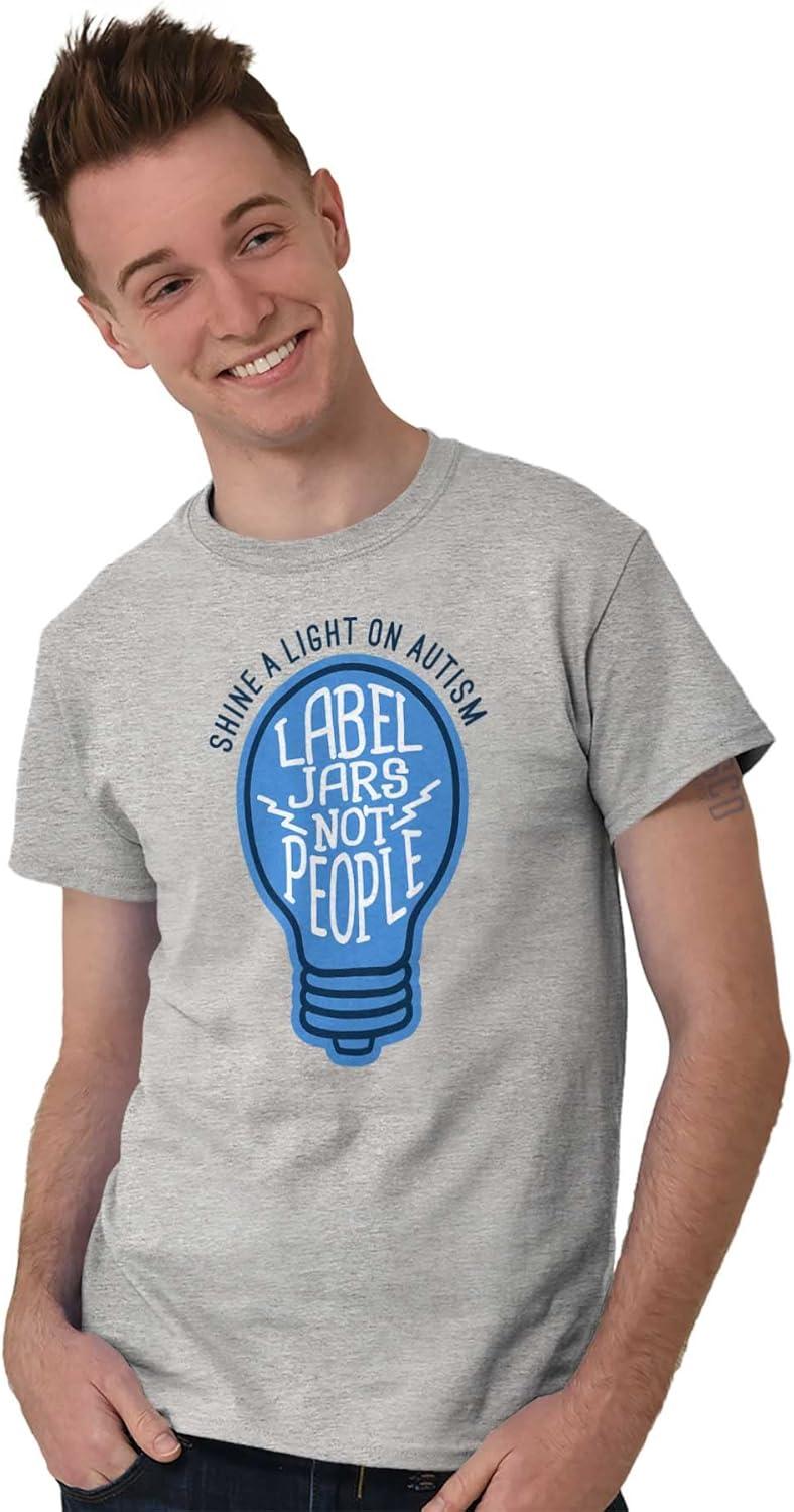 imageShine a Light on Autism Bulb Symbol Graphic T Shirt Men or WomenSport Grey