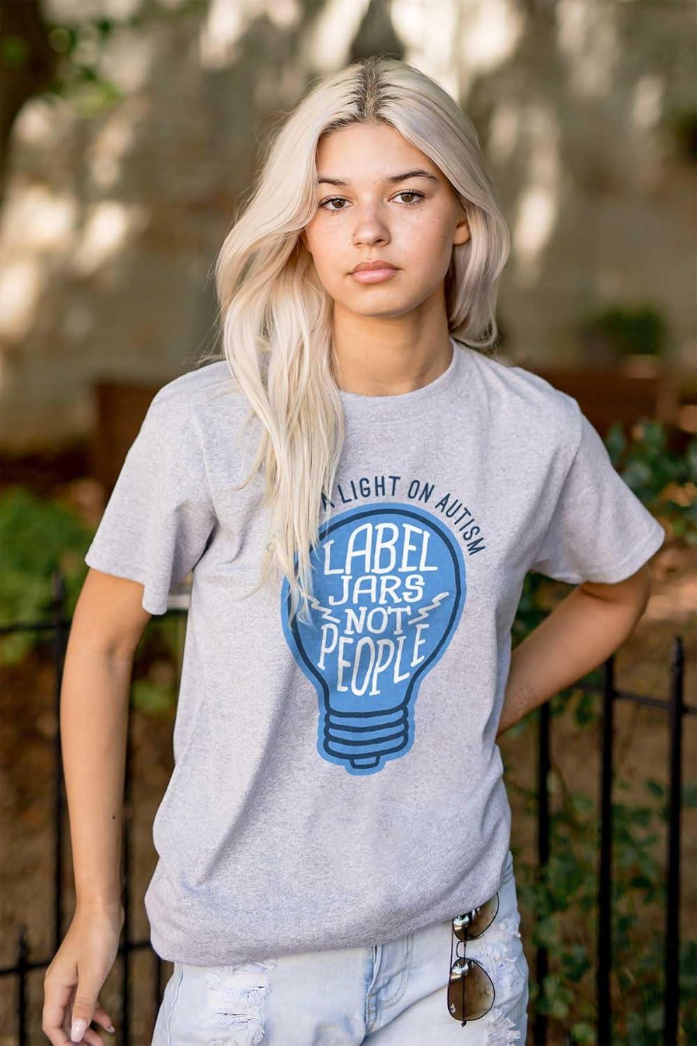 imageShine a Light on Autism Bulb Symbol Graphic T Shirt Men or WomenSport Grey