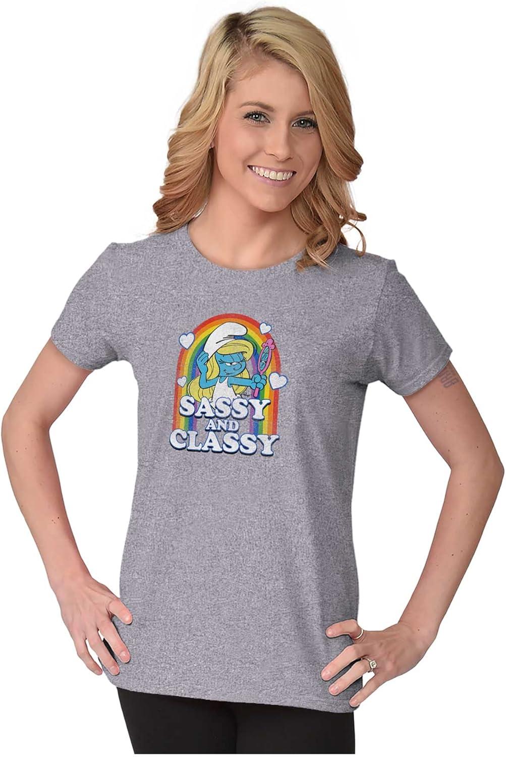 imageSmurfette Sassy Classy Smurf Rainbow Womens Slim Fit Graphic TeeSport Grey