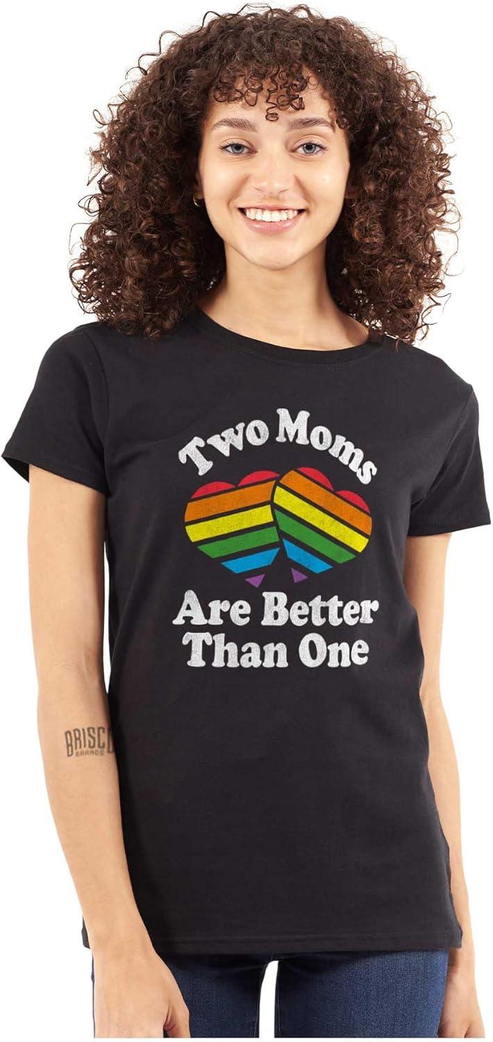 imageTwo Moms are Better Than One LGBTQ Womens Slim Fit Graphic TeeBlack
