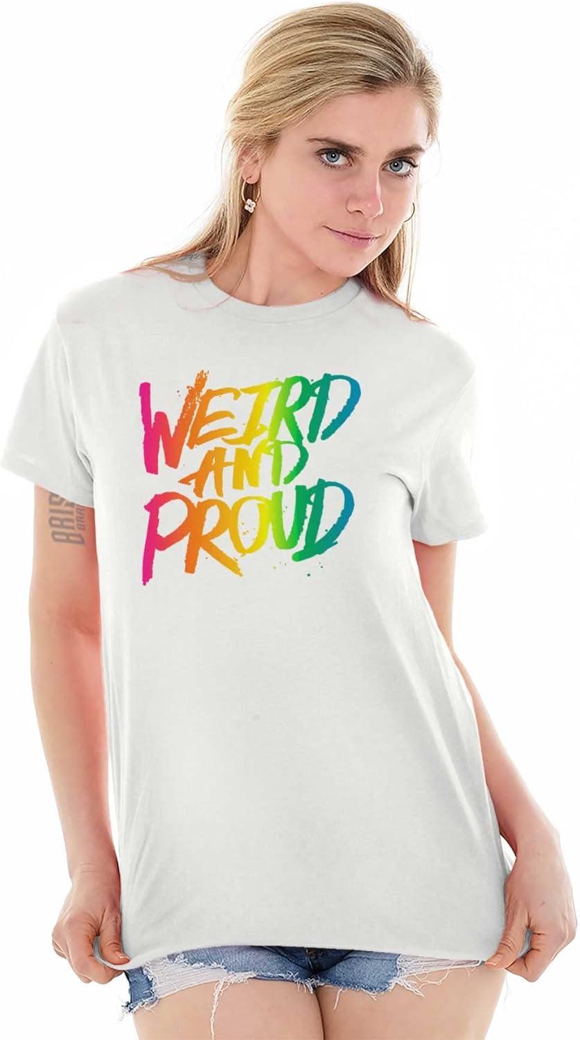 imageWeird Proud LGBTQ Pride Funny Cool Graphic T Shirt Men or WomenWhite