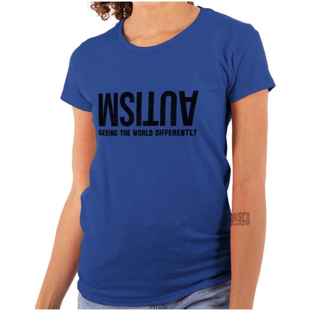 imageBrisco Brands Autism Seeing The World Differently Womens Slim Fit Graphic TeeRoyal