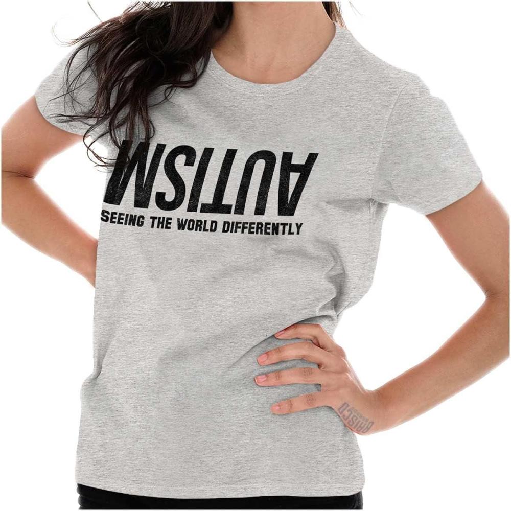 imageBrisco Brands Autism Seeing The World Differently Womens Slim Fit Graphic TeeSport Grey