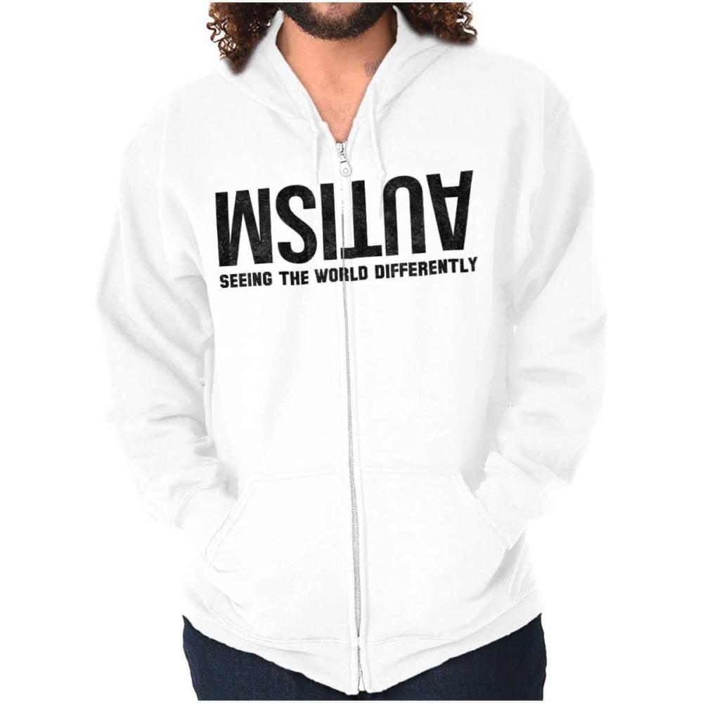 imageBrisco Brands Autism Seeing the World Differently Zip Up Hoodie Mens WomensWhite