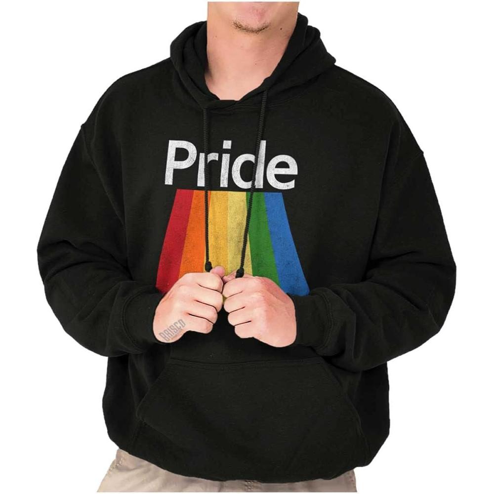 imageBrisco Brands Gay Rainbow Pride Flag LGBTQ Rights Hoodie Sweatshirt Women MenBlack