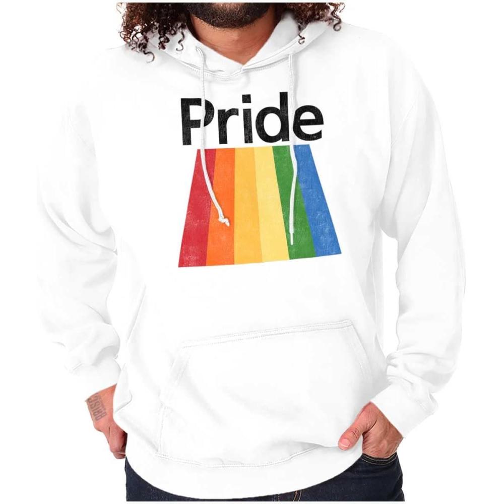 imageBrisco Brands Gay Rainbow Pride Flag LGBTQ Rights Hoodie Sweatshirt Women MenWhite