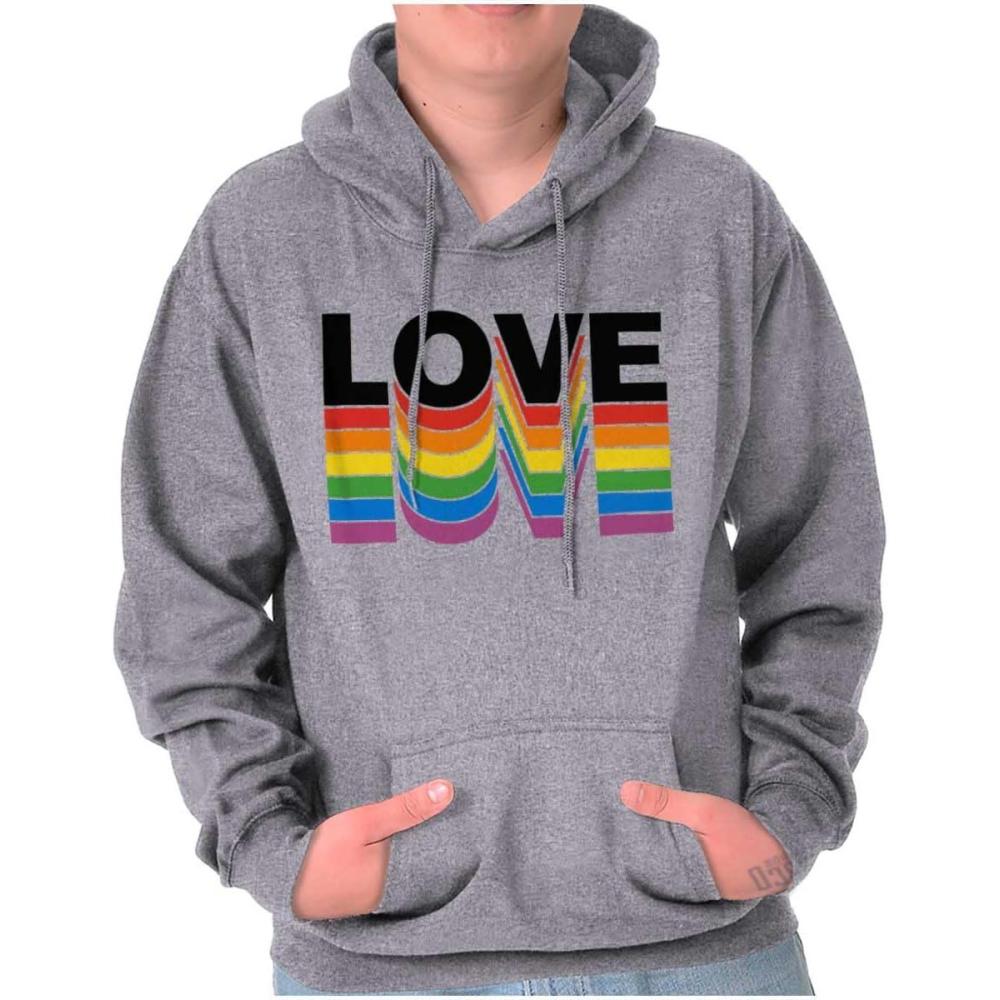 imageBrisco Brands Inspirational Love Gay Pride Rainbow Hoodie Sweatshirt Women MenSport Grey