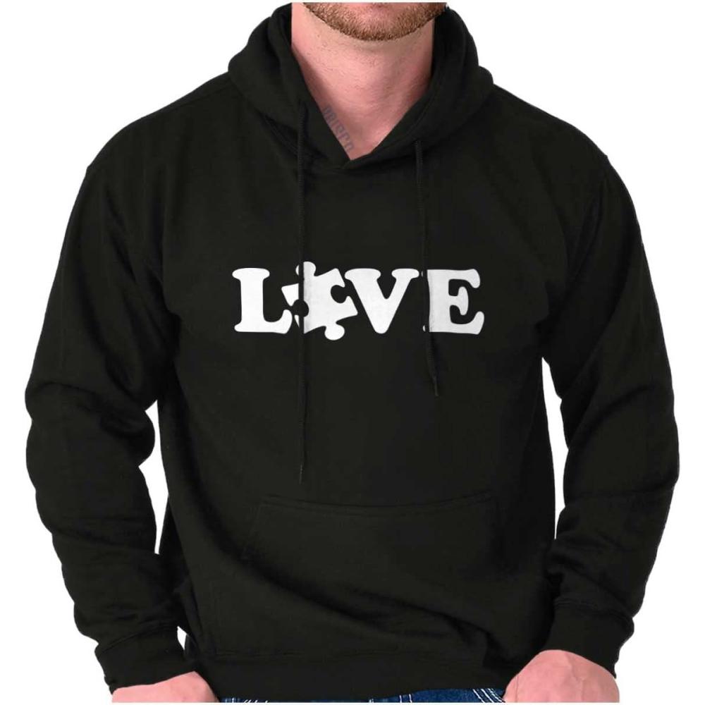 imageBrisco Brands Love Autism Awareness Puzzle Piece Hoodie Sweatshirt Women MenBlack
