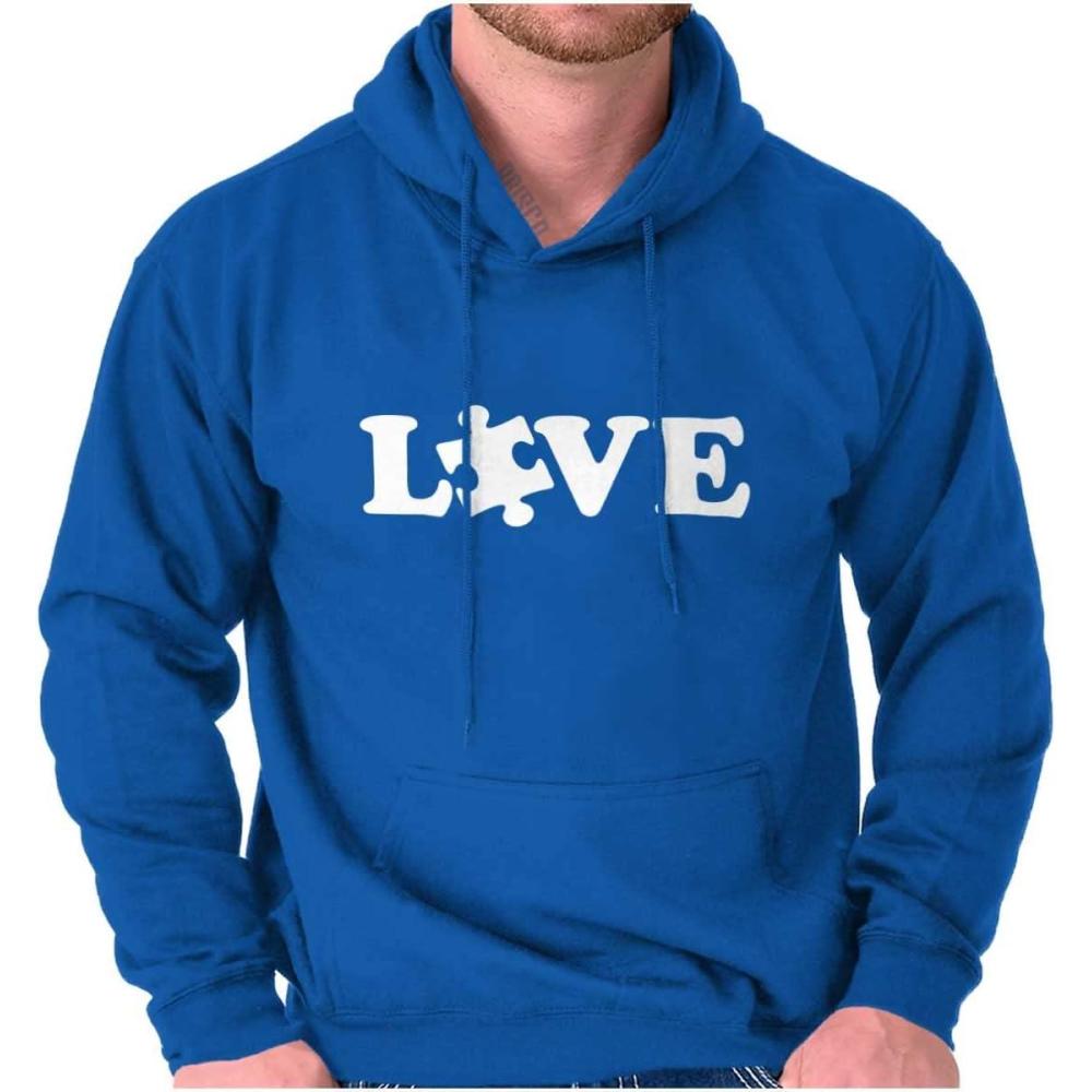 imageBrisco Brands Love Autism Awareness Puzzle Piece Hoodie Sweatshirt Women MenRoyal