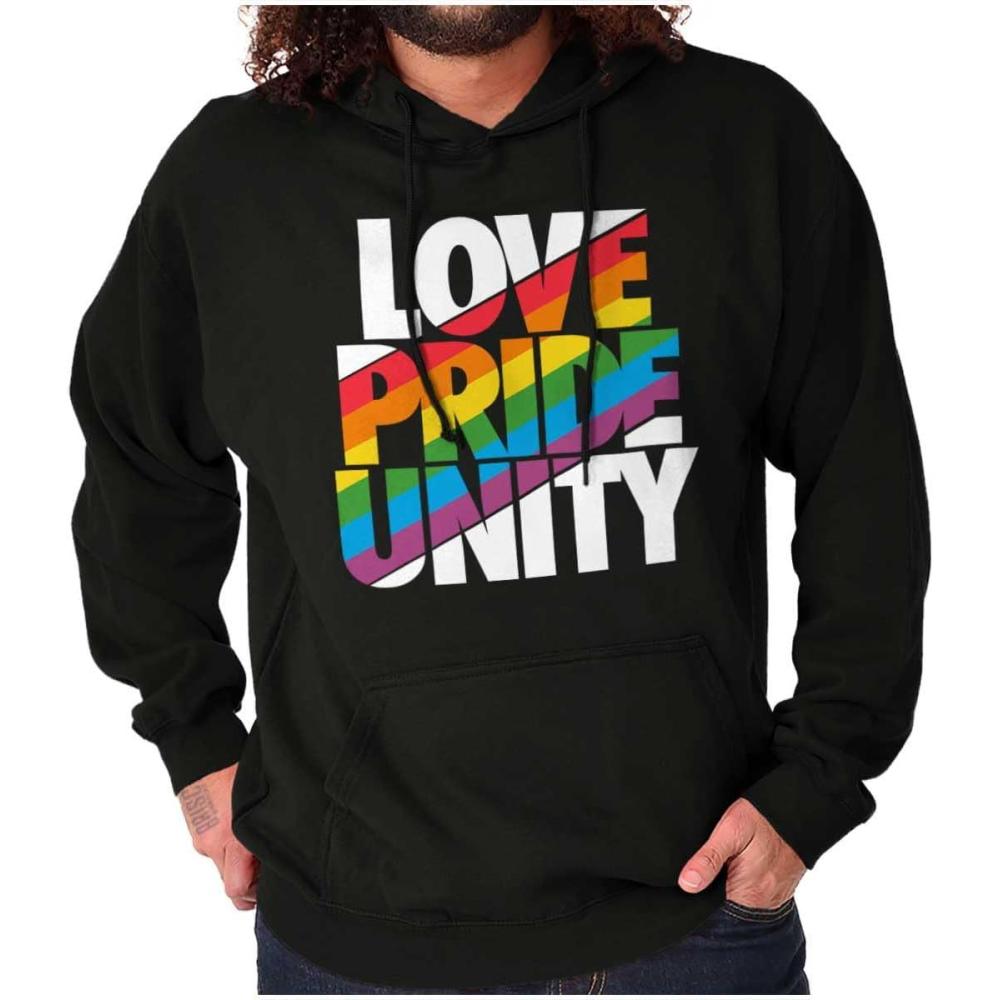 imageBrisco Brands Love Pride Unity Gay LGBT Rainbow Hoodie Sweatshirt Women MenBlack