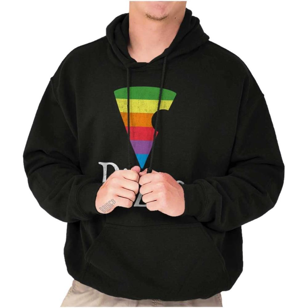 imageBrisco Brands Rainbow Pride Piece of Pizza LGBT Hoodie Sweatshirt Women MenBlack
