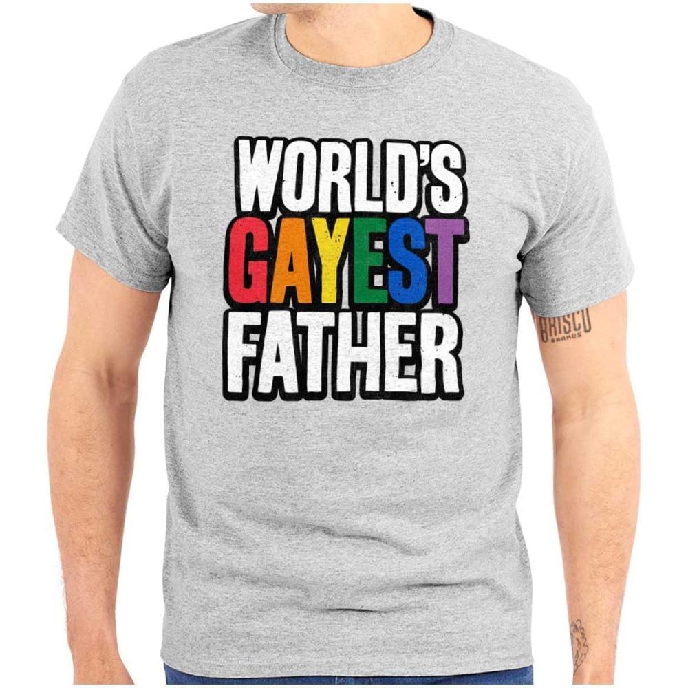 imageBrisco Brands Worlds Gayest Father Queer Parent Mens Graphic T Shirt TeesSport Grey