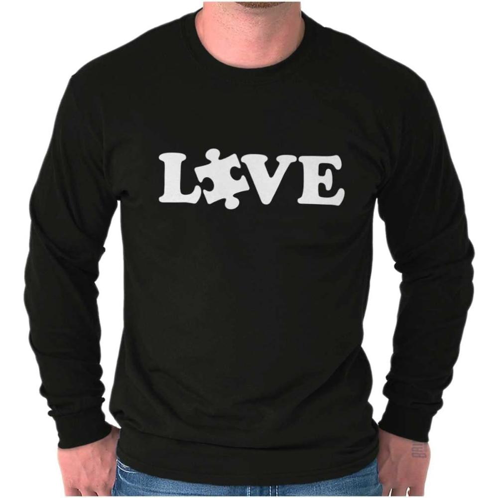 imageLove Autism Awareness Puzzle Piece Long Sleeve Tshirt Men WomenBlack
