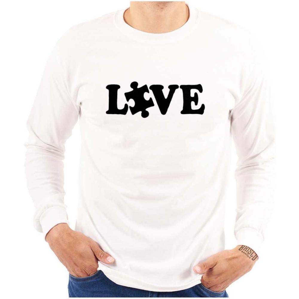 imageLove Autism Awareness Puzzle Piece Long Sleeve Tshirt Men WomenWhite