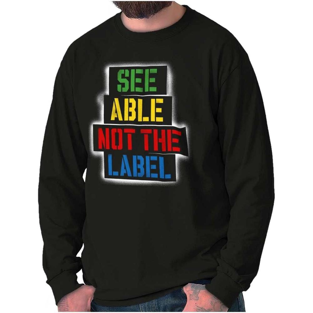 imageSee Able Not Label Autism Awareness Long Sleeve Tshirt Men WomenBlack