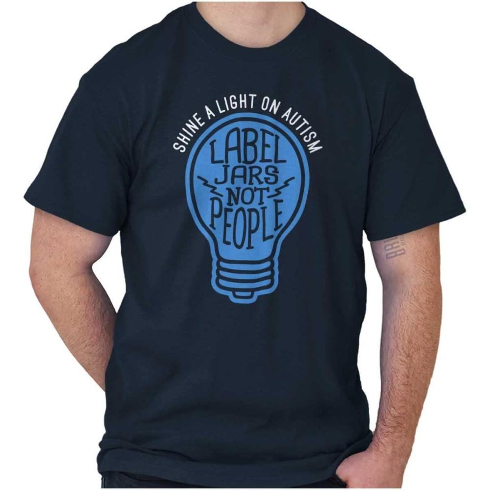 imageShine a Light on Autism Bulb Symbol Graphic T Shirt Men or WomenNavy