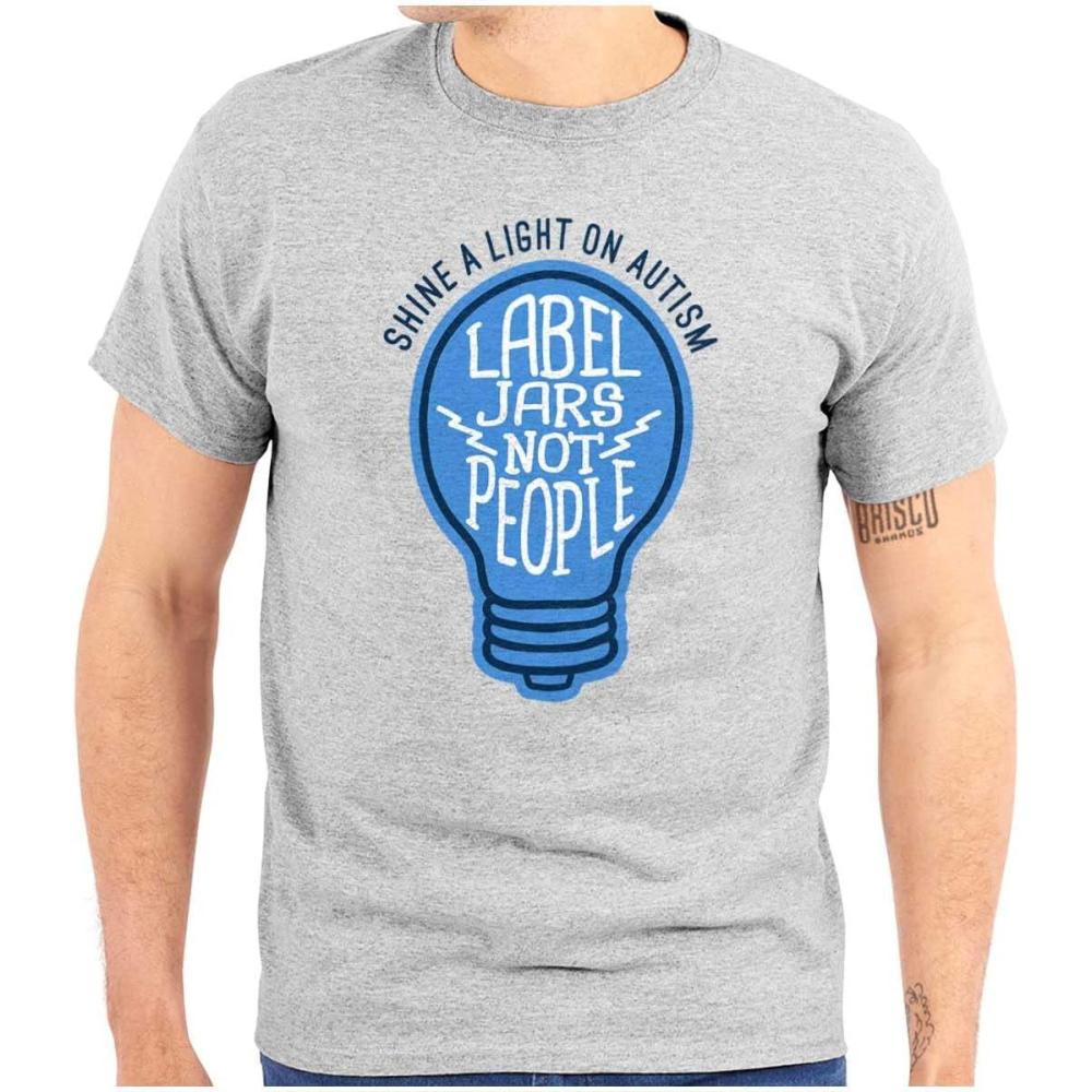 imageShine a Light on Autism Bulb Symbol Graphic T Shirt Men or WomenSport Grey