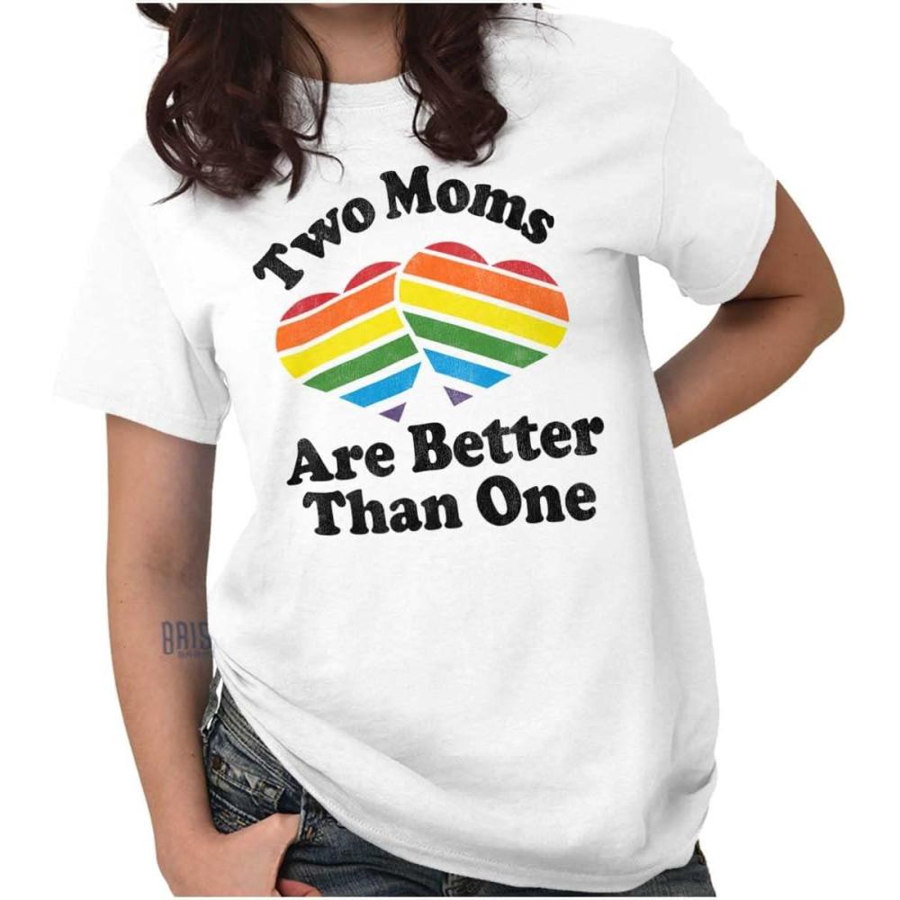 imageTwo Moms are Better Than One LGBTQ Womens Graphic T Shirt TeesWhite