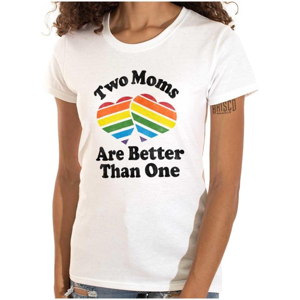 imageTwo Moms are Better Than One LGBTQ Womens Slim Fit Graphic TeeWhite