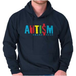 Brisco Brands Autism Awareness Advocate Puzzle Hoodie Sweatshirt Women Men(Navy)
