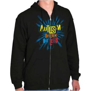 Brisco Brands Autism Different Not Less Awareness Zip Up Hoodie Mens Womens