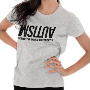 Brisco Brands Autism Seeing The World Differently Womens Slim Fit Graphic Tee(Sport Grey)